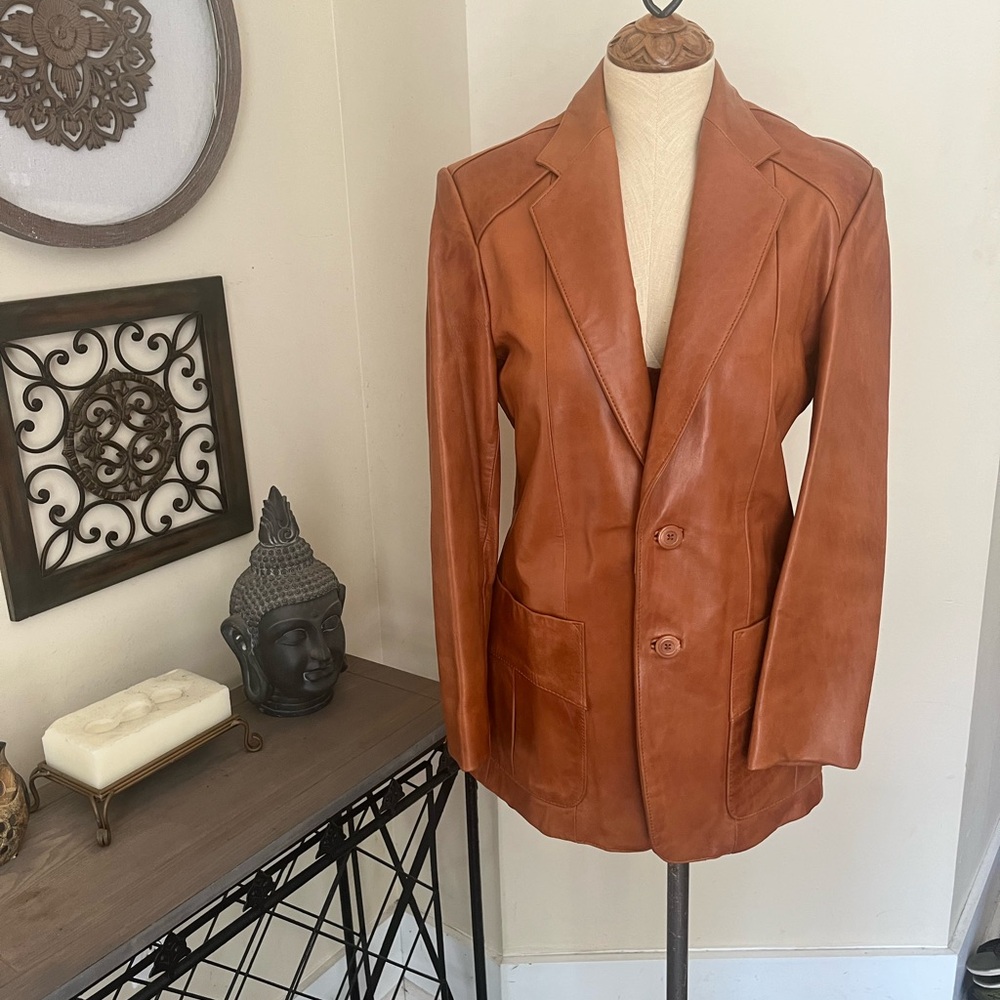 Wilsons Leather Vintage Tan Blazer - Picture 12 of 15